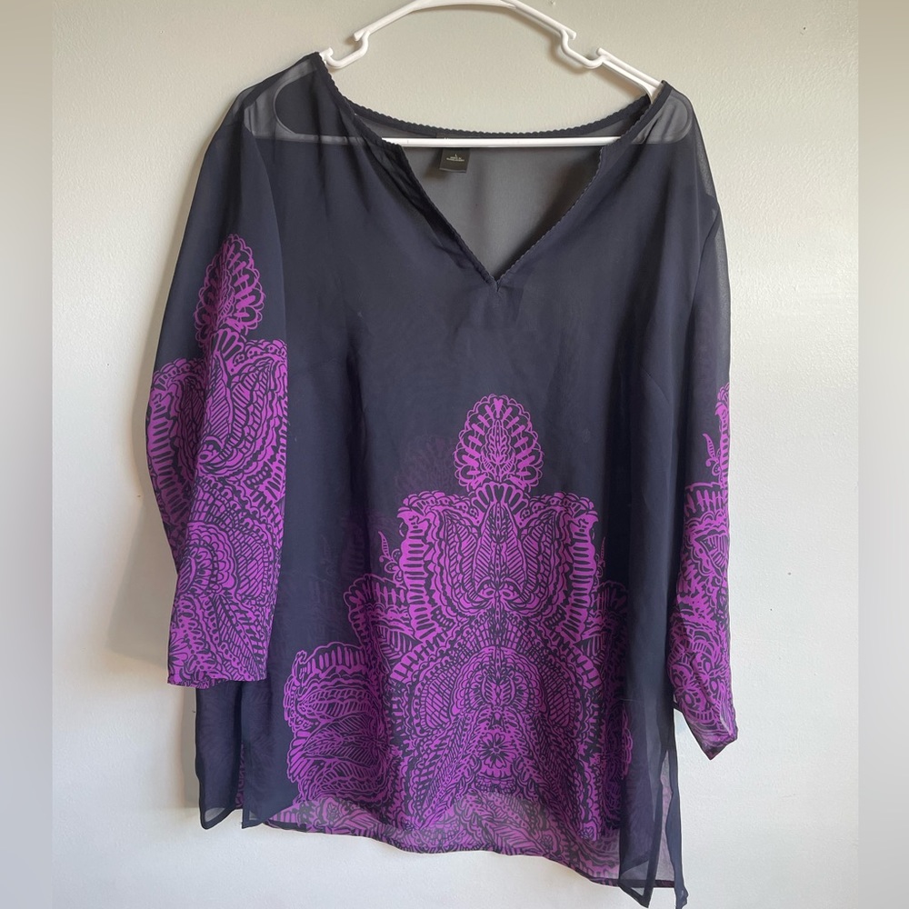 Ann Taylor Nave Blue & Purple Blouse